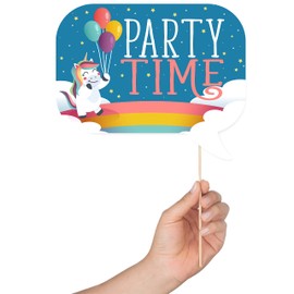 Unicorn Photo Booth Props - 41-pc Photobooth Kit with 8 x 10-Inch Sign, 60 Adhesive Pads, 45 Sticks - Unicorn Selfie Booth Props - Unicorn Party Photo Props