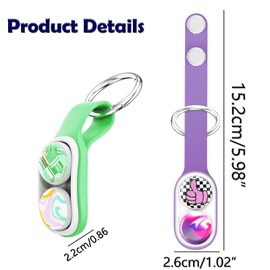 Echehi 2pcs Fidget Keyring, Portable Stress Relief Toy, Anxiety Relief & Focus, Ideal for Adults and Kids. Purple, Green
