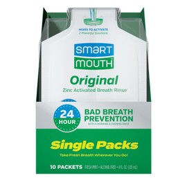 SmartMouth Original Activated Mouthwash Single Packs, Travel Mouthwash, Fresh Mint, 10 Pack