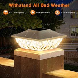 ENSLI Solar Post Cap Lights Outdoor 6 Pack, 2 Mode Bright Fence Post Solar Lights Outdoor Waterproof, Deck Fence Post Cap Light Solar Powered for 4x4 4.5x4.5 5x5 Posts in Garden Decor