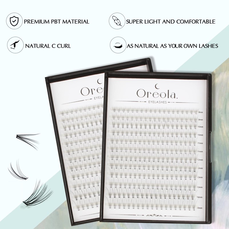 Oreola 10D Individual Eyelashes, Reusable False Eyelashes, 228 Pieces, Individual