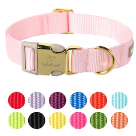 Babole Nylon Dog Collars Pink for Small Puppy Dog,13 Colors,Adjustable Soft Comfortable Pet Collars with Safety Metal Buckle for Medium Large Boy&Girl&Female Dog(XS)