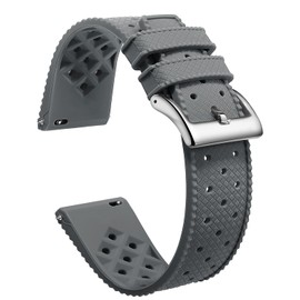 Artthurse Silicone Watch Bands Quick Release Tropical Style 18mm, 20mm, 22mm for Men Women Replacement Rubber Watch Bands Soft Breathable Waterproof Sport Watchbands Straps (20mm,SmokeGray/Silver)