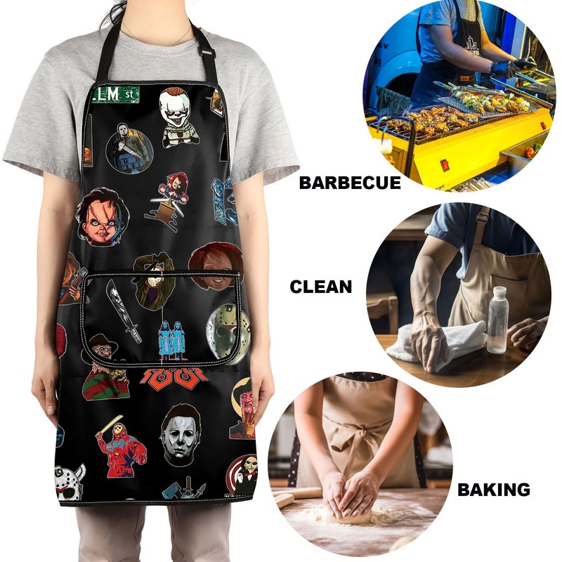 MYSOMY Horror Characters Kitchen Apron Horror Movie Gift Pennywise &