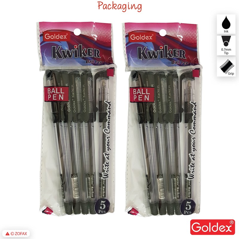 Goldex Kwiker Ball Pen BLACK 10 x 0.7mm Smooth Ballpoint