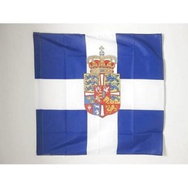 Royal Standard of Greece 1936-1967 Flag 3' x 3' for a pole - Greek kingdom flags 90 x 90 cm - Banner 3x3 ft with hole - AZ FLAG