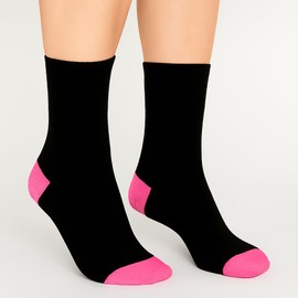 A2Z 4 Kids Girls Cotton Crew Socks Pack of 5 Soft Breathable Contrast Heel Toe - Socks 971._5 Pack 10-14