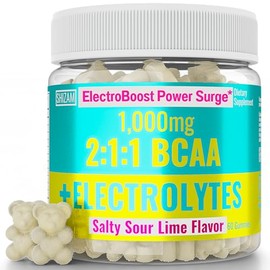 SHIZAM- Gomitas de Electrolitos BCAA Energía Mastica w Electrolitos Aminoácidos de Cadena Ramificada Potasio Sodio                                    
