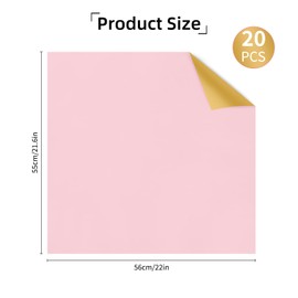 20 Sheets Double Sided Colors Flower Wrapping Paper, 22 x 22 inch Waterproof Flower Paper, Florist Bouquet Supplies Paper for Gift Packaging Flower Shop Flower Packaging (Pink+Gilt)
