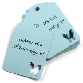 Butterfly Thank You Tags - Thanks for Fluttering By - 12pc (Blue)