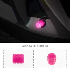 YINETTECH 8PCS Fluorescent Tire Valve Caps Luminous Car Valve Stem Covers Screw-On Tyre Wheel Stem Covers Plastic Valve Caps for Most Bicycles Cars SUVs Trucks Pink