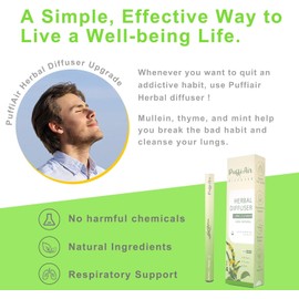 PUFFIAIR Herbal Mullein & Milk Thistle Diffuser Bundle with Mullein/Thyme/Mint & Milk Thistle/Dandelion/Chrysanthemum丨Fresh Breathing & Natural Detox Support丨Inner Balance Duo - 600 Uses Per Stick