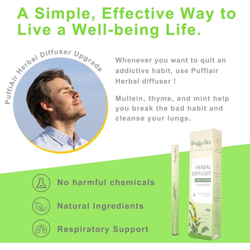 PUFFIAIR Herbal Mullein & Milk Thistle Diffuser Bundle with Mullein/Thyme/Mint