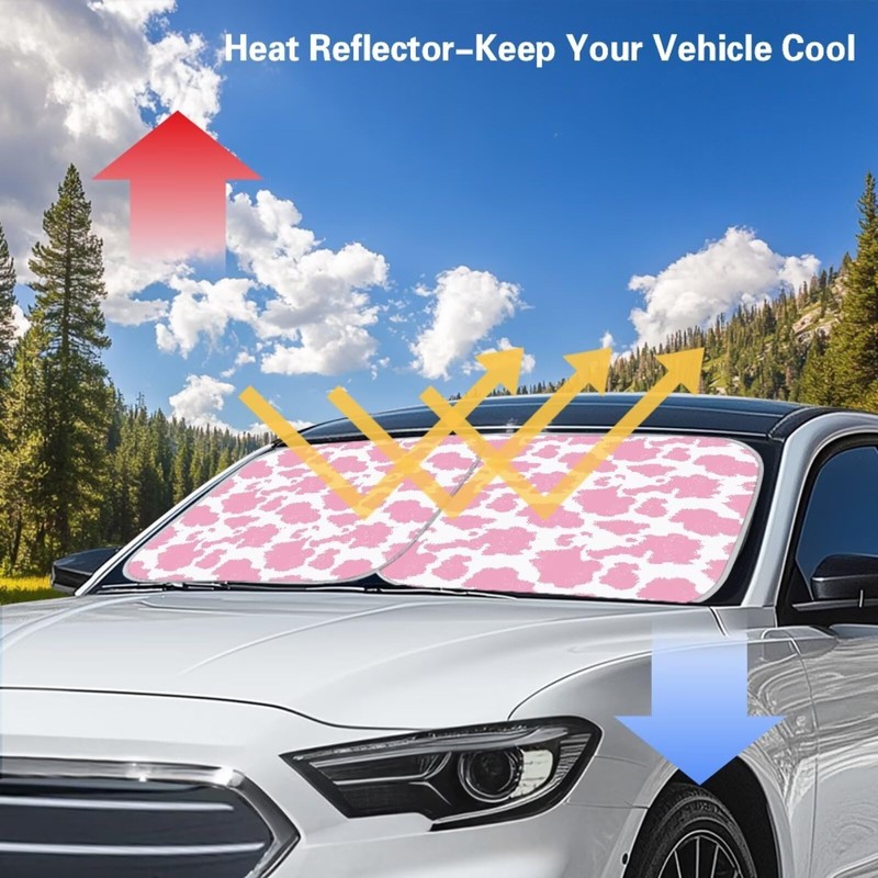 DBBXHZJY Pink Cow Print Sun Shade for Windshield Foldable Front