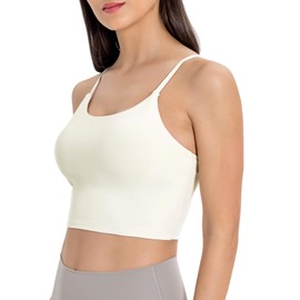Lemedy Women Padded Sports Bra Fitness Workout Running Shirts Yoga Tank Top (L, Off White)