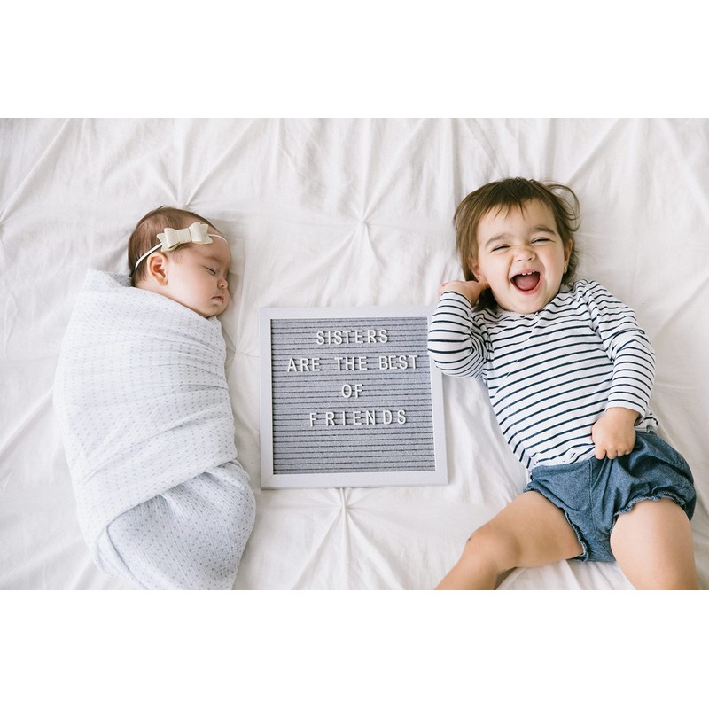 Pearhead Classic Wooden Felt Letterboard, Gender-Neutral Baby Keepsake Nursery Décor,