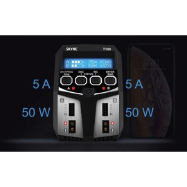 SKYRC T100 - Caricatore da modellismo 5,0 A, Lead LiFePO LiHV LiIon, LiPo, NiCd, NiMH Timer Stop