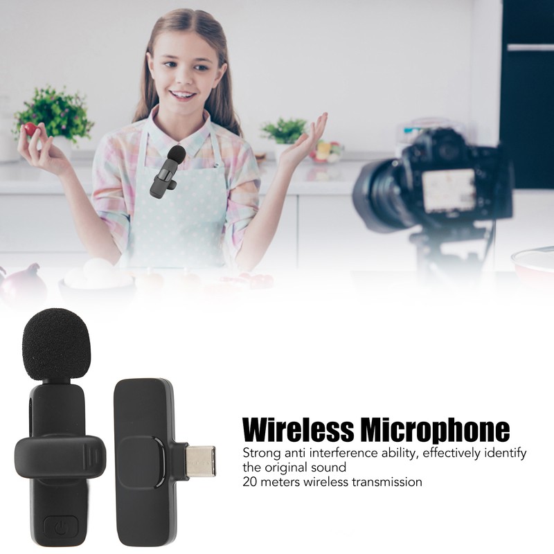 Wireless Lavalier Microphone Intelligent Noise Cut Automatic Pairing Compact Microphone