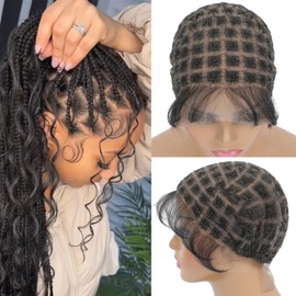 Ailsa Braided Wig Cap - Double Full Lace Crochet Wig Cap with Baby Hair - Breathable Lace Cap for Black Women - Glueless Braided Wig Cap for Crochet Braids (Wig Cap with Baby Hair (123 Sections))