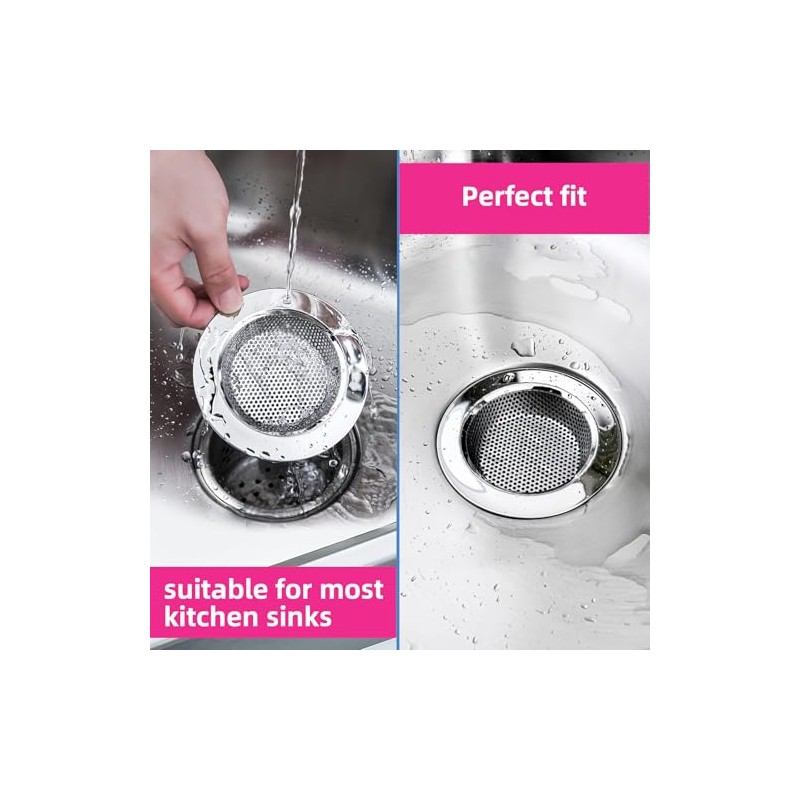 2 Packs Sink Strainer for Most Kitchen Sink Drain Basket,