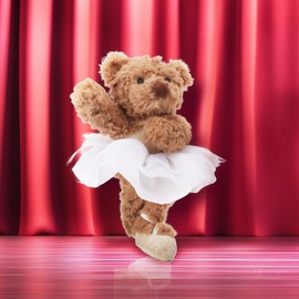 Apricot Lamb Ballet Bear Plush Toys for Children, Soft Cute Cuddly Toy for Baby Girls and Boys, Fluffy Bear Brown 17 cm