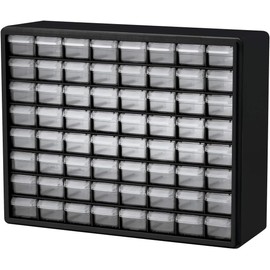 Akro-Mils 64-Drawer Plastic Drawer Storage Cabinet for Garage Organization, Bead Organizer, Building Bricks Storage, Teacher Toolbox, Makeup Organizer, 20-Inch W x 6-Inch D x 16-Inch H, 10164 Black