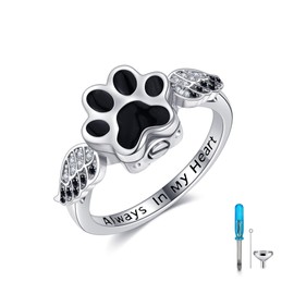 AXOMY Pet Urn Ring for Ashes 925 Sterling Silver Dog Angel Wings Memorial Keepsake Cremation Jewelry Gifts for Dog Lovers Women (7)