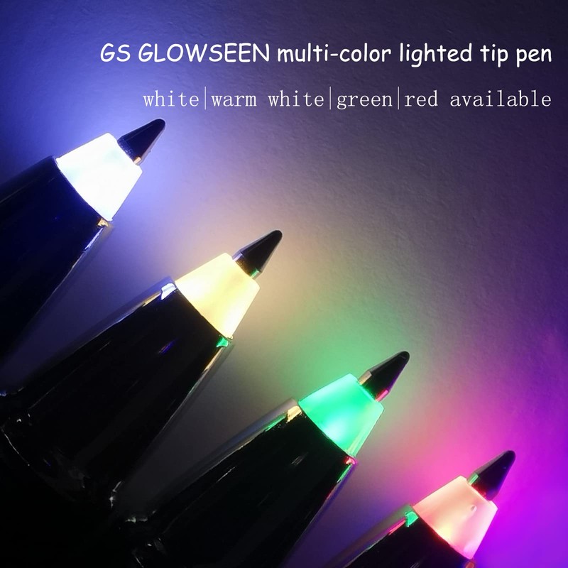 GS GLOWSEEN Lighted Tip Ballpoint Ink Pen With Light, Light
