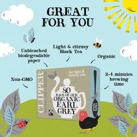 Clipper Organic Earl Grey Bags (80Bags) Fairtrade Gluten Free Organic Vegan