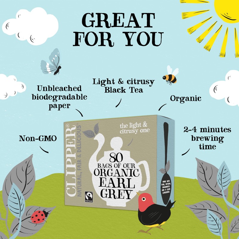 Clipper Organic Earl Grey Bags (80Bags) Fairtrade Gluten Free Organic