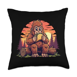 Taco Lover Bigfoot Vintage Design Gift for Men Women Kids Throw Pillow