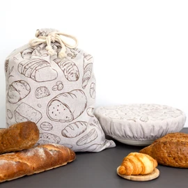 Verigud 2 Pack Bread Bags for Homemade Bread with 2 Pack Bowl Covers, Linen Bread Bag with Inner Lining, Large Sourdough Bread Bags for Homemade Bread Storage, Reusable Bowl Cover for Bread Proofing