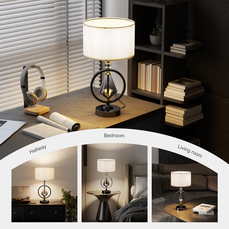 HYMELA Luxury Diamond Desk Lamp Dimmable Bedside Table Lamp Touch