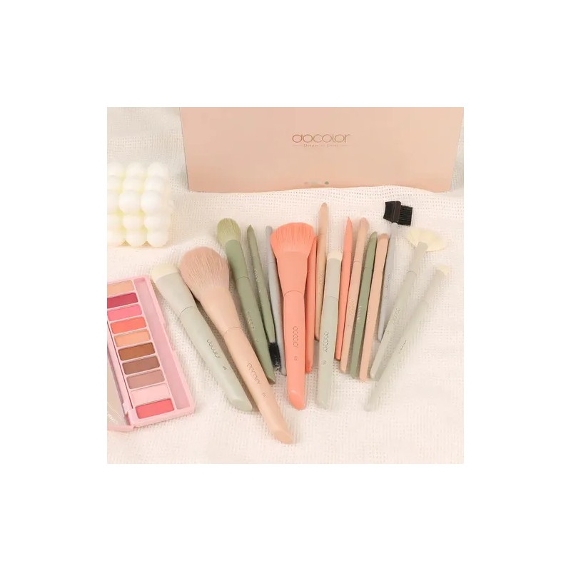 Set De Brochas Docolor De Maquillaje, Coloridas, 17 Piezas