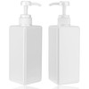 Pump Bottle Dispenser 22oz/650ml Jansburg 2Pack Refillable Square Plastic Lotion