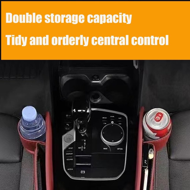 Car Leather Cup Holder Gap Bag for Mobile Phones Glasses