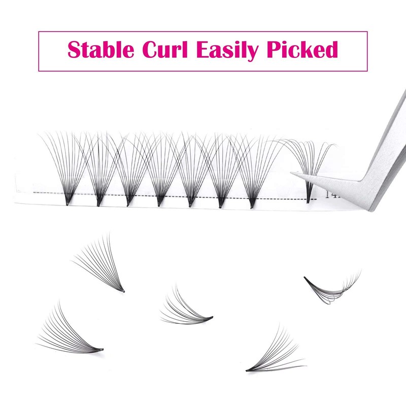 Volume Eyelashes, 12D, 0.07 mm, C curl, 14 mm, Volume