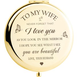 TvyEs Gifts for Wife Compact Mirror, Birthday Gift for Wife, Anniversary for Wife, Romantic Gifts for Her Wedding Anniversary, Valentines Day, Christmas