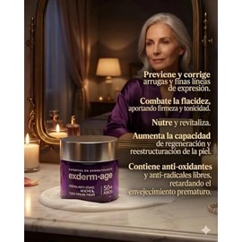 Exderm Age Crema Noche Antiedad 50 Años con Retinol y Ácido Hialurónico Tratamiento Reafirmante Piel Madura Colágeno Células Madre Manzana 50 ml
