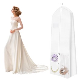 Wedding Dress Cover Garment Bag Long 180 cm Breathable Long Clothes Covers Foldable Wedding Dress Garment Bags with Zip Garment Bag for Wedding Dresses Evening Dresses Long Coats