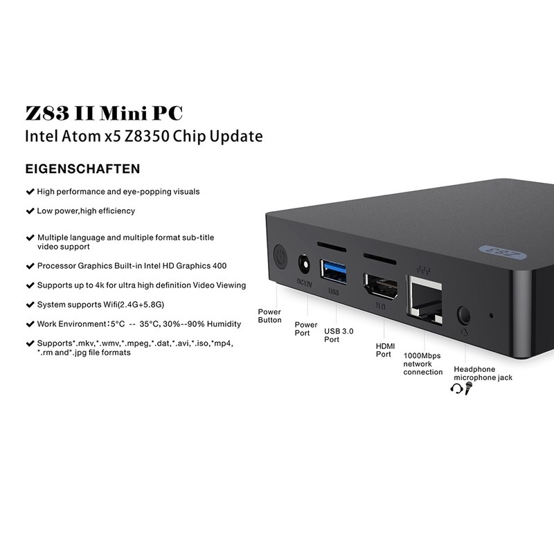 Beelink Z83Ⅱ 4G+64GB Mini Computer Bluetooth4.0 WiFi for Windows 10/Linux