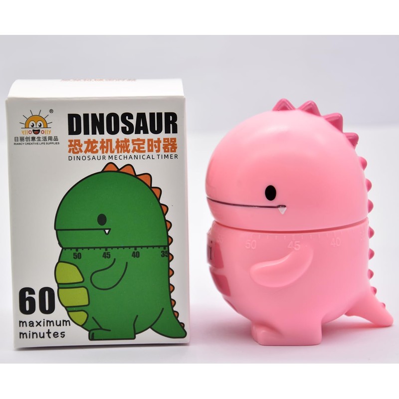 Ranvi Cute Dinosaur Timer 60 Minutes Mechanical Kitchen Timer for