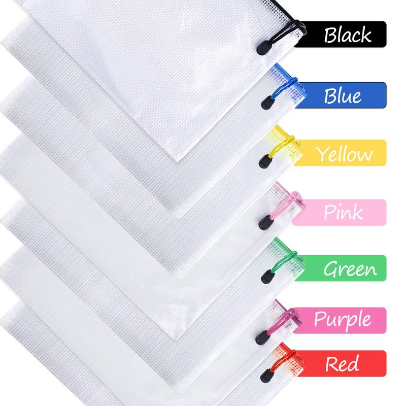 TUPARKA 21pcs Document Wallet A5 Zipper Wallet Bags Plastic Mesh