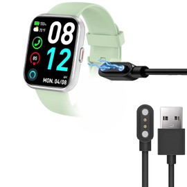 Blueshaweu Charging Cable Compatible with Fitpolo Smartwatch 1.8 Inch ID208 Plus, Cable Charger Charging Station for Fitpolo ID208 Plus Smartwatch (Black + White)