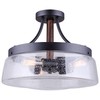 Canarm Riva 3-Light Dual-Mount Chandelier, Black and Wood Finish with