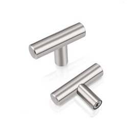 PinLin 25 Pack Cabinet Handles 50mm Overall Length Brushed Nickle Cabinet Pulls Stainless Steel Kitchen Door Handles Single Hole T Bar Drawer Pulls