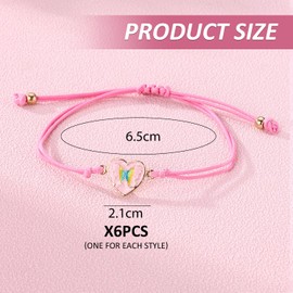 FDGGT Pack of 6 Children's Bracelets, Children's Cartoon Bracelets, Braided Bracelets, Friendship Bracelets, Adjustable Bracelets for Girls, Unit size, Metal