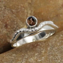 SILVERTROVE Rauchquarz-Edelstein-Bandring, Sterlingsilber, Bandring für Männer und Frauen, Bandring in allen Größen, Schmuck CRG1076AD3_(49 (15.6))