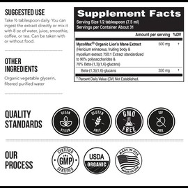 MycoMax Lion's Mane Extract - 70% Beta Glucans Healthcare