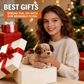 15" Puppy Stuffed Animals, Brown Dog Animals Plush Toys for Kids
